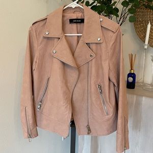 Zara Basic Faux Leather Biker Jacket - Nude Pink
